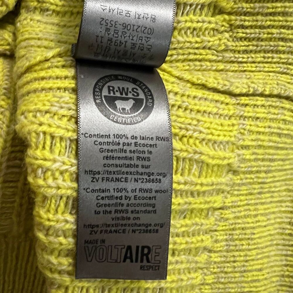 Zadig & Voltaire Fanny Lace-Up Cable Knit Sweater Size S Lime Green Yellow - Picture 12 of 12